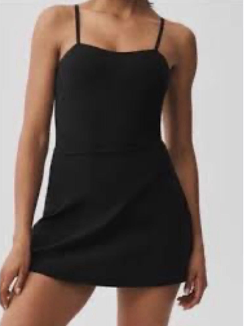 Alo Soft Courtside Black Tennis Dress M Sweetheart Neck Built-In Bra